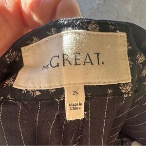 THE GREAT. Black and White Striped suit Pants